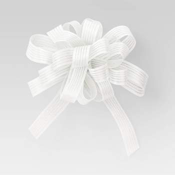 Metallic Striped Fabric Christmas Decorative Bow White/Silver - Wondershop™