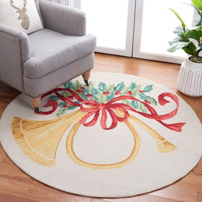 Handmade Round Multi-Color Wool Area Rug with Vintage Design