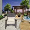 Outdoor Patio Arm Chair with Cushions Deep Seat Lounge Chair for Porch Deck or Garden Relaxation Brown Woven Backrest Design-Maison Boucle - 3 of 4