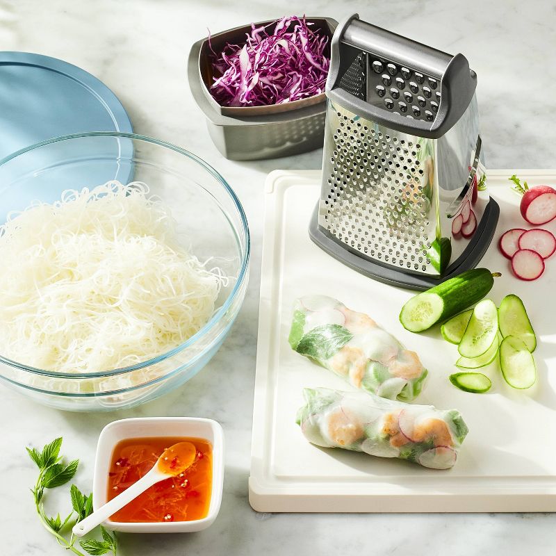 Stainless Steel Box Grater with Removable Bottom Container and Lid Silver/Gray - Figmint&#8482;, 3 of 6