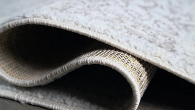 Gray and Black Rectangular Synthetic Medallion Area Rug