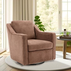 360� Swivel Accent Chair, Upholstered Fabric Leisure Armchair with Lumbar Pillow for Living Room - 1 of 3