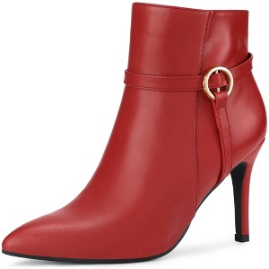 Perphy Women's Pointy Toe Buckle Strap Stiletto Heel Ankle Boots - 1 of 3