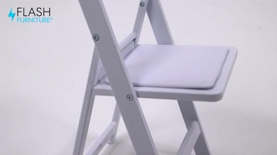 White Resin Folding Kids Chair with Vinyl Cushions, Set of 10