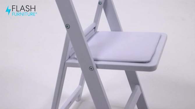 Flash Furniture HERCULES 10 Pack Kids White Resin Folding Event Party Chair with Vinyl Padded Seat, 2 of 15, play video