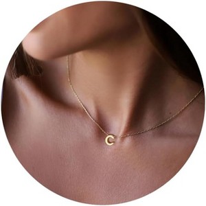 Personalized Initial Necklace: 18K Gold Plated over Stainless Steel, Dainty Tiny Letter Pendant for Women - Monogram Jewelry Gift - 1 of 4