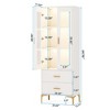 Resenkos Bookshelf, Bookcase Standing Shelf Unts,Freestanding Bookcase Bookshelf with LED Light, Doors & 2 Drawers,White - 2 of 4