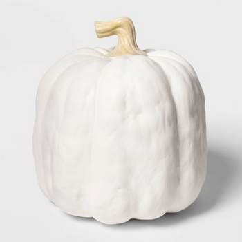Falloween Medium Sheltered Porch Pumpkin White Halloween Decorative Sculpture - Hyde & EEK! Boutique™