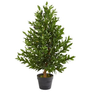 Nearly Natural 35-in Olive Cone Topiary Artificial Tree UV Resistant (Indoor/Outdoor) - 1 of 2