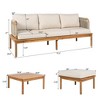 3-Piece Outdoor Patio L-Shaped Acacia Wood Rope Weave Sectional Sofa Set with Coffee Table and Ottoman - 2 of 4
