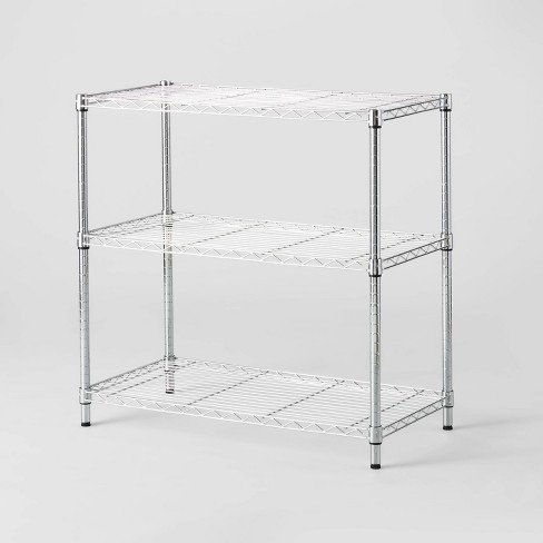 3 Tier Wide Wire Shelving Chrome - Brightroom™