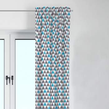Bacati - Grey/Aqua Triangles Boys Cotton Printed Single Window Curtain Panel