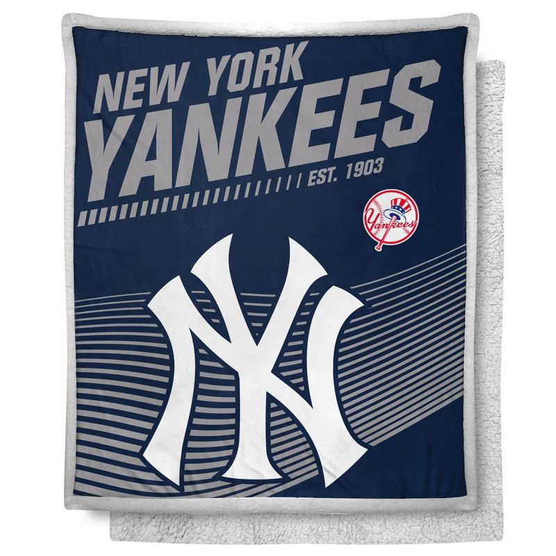 MLB New York Yankees New School Mink Faux Shearling Throw Blanket, 1 of 5