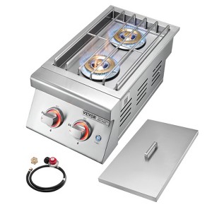 VEVOR Double Grilling Side Burners, 2 x 17,000BTU Liquid Propane Side Burner , Convertible to Natural Gas, 304 Stainless Steel Built-in Burners,Silver - 1 of 4
