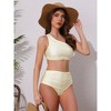 INSPIRE CHIC Women's One Shoulder Elegant Bikini Sets, Push Up Top High Waisted Tummy Control Bottom Swimwear Bathing Suits 1 Set - 4 of 4