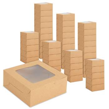 Juvale 50 Pack Kraft Pastry Boxes with Window, Cupcake Box for Bakery, Cookies, 6 x 2.5 Inches