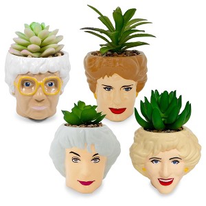 Silver Buffalo The Golden Girls Face Mini Ceramic Planter With Faux Succulent | Set of 4 - 1 of 1