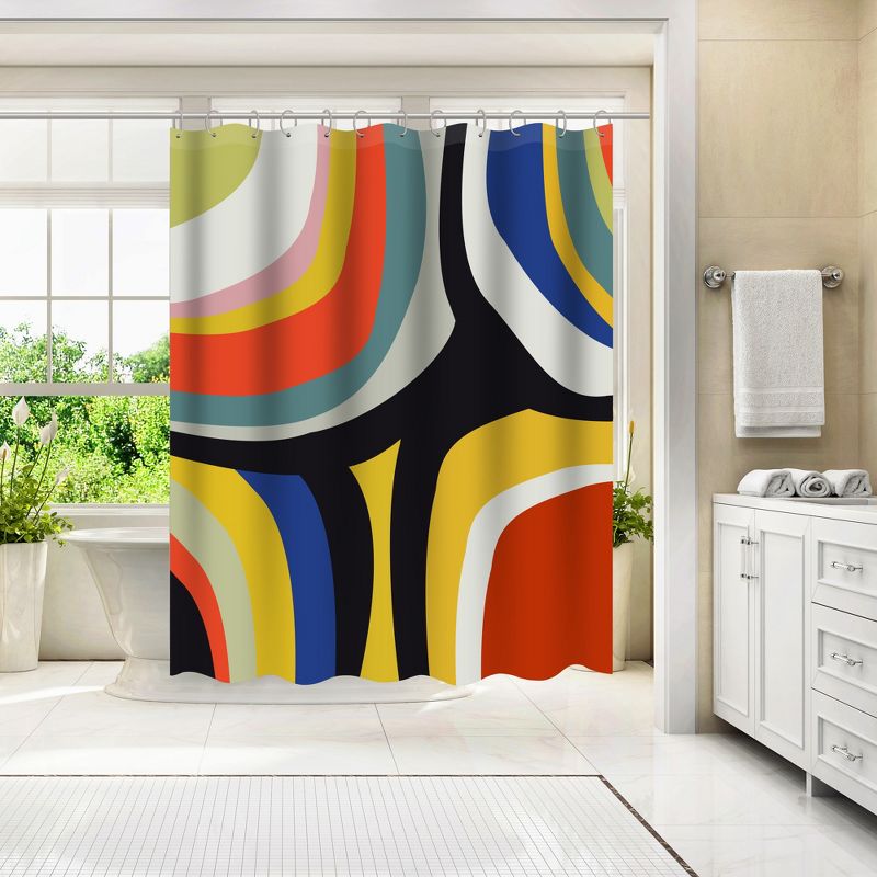 Americanflat 71" x 74" Shower Curtain, Abstract Decorative 4 -1 by Pop Monica Elena, 3 of 8