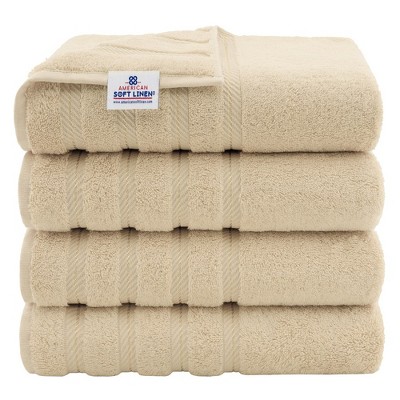 American Soft Linen Salem 4 Pack Washcloth Set, 100% Cotton Washcloth Hand  Face Towels For Bathroom And Kitchen, Sand Taupe : Target