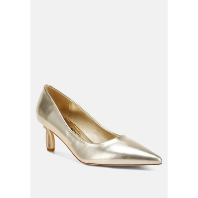 Gold Faux Leather Pointed Toe Stiletto Heel Pumps