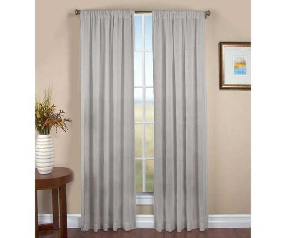 Sheer Linen Single Window Curtain Panel With Rod Pocket, 52” W X 96'' L, Gray - Plow & Hearth
