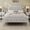 Full Size Solid Wood Bed Frame with Upholstered Tufted Headboard - 2 of 4