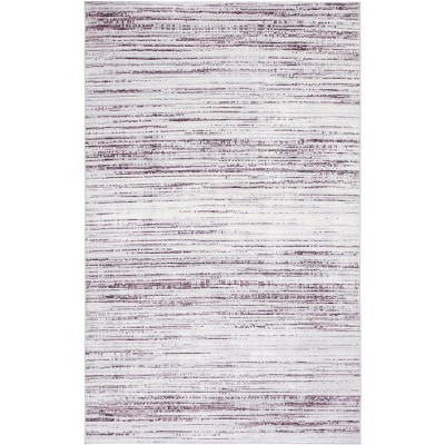 8' x 10' Purple and Ivory Abstract Synthetic Rug
