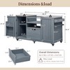 BAOURE 66.5" Outdoor Kitchen Island for Grills, Solid Wood Grill Cart with Stainless Steel Top - Grey Blue - 4 of 4