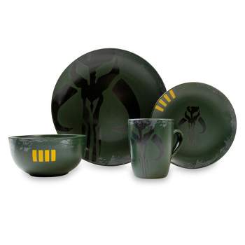 Ukonic Star Wars Boba Fett Mandalorian Stoneware Plates & Bowl Collection | 4-Piece Set