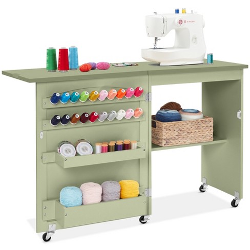 Best Choice Products Sewing Machine Table Desk W Craft Storage And Trays Light Green Target