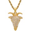 Steeltime 24" Men's stainless steel and simulated diamonds iced out goat head pendant. Color Options: Gold, Black - 2 of 4