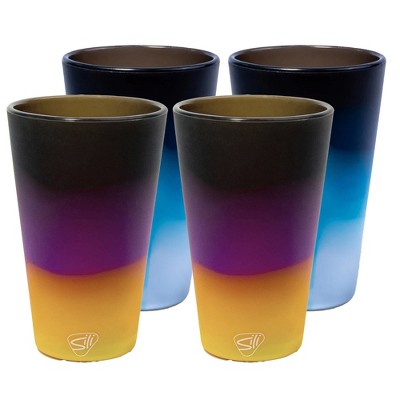 Silipint: Silicone 16oz Pint Glasses: 4 Pack (2) Sun Storm & (2) Moon Beam