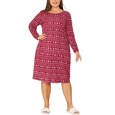 Agnes Orinda Women's Plus Size Comfy Long Sleeve Sleep Dress Nightgown ...