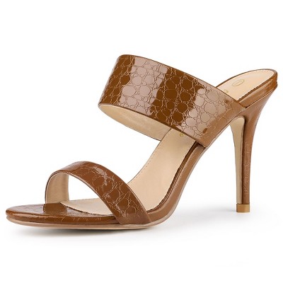 Allegra K Women's Open Toe Stiletto Heel Slide Sandals