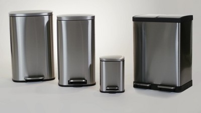 SoftStep 3 Gallon Brushed Stainless Steel Semi-Round Trash Can with Odor Filter