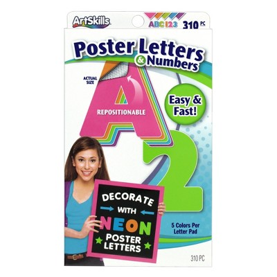 310pc Neon Poster Letters & Numbers - ArtSkills