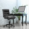 Modern PU Leather Dresser Chair with Adjustable Middle Back Office Chair with Wheels,Computer Chair for Home Bedroom Office - 2 of 4