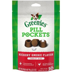 Greenies Pill Pockets Tablet Size Chicken Hickory Smoke Flavor Chewy Dog Treats - 3.2 oz/30ct - 1 of 4