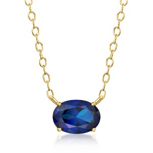 Pure Collection by Ross-Simons 0.70 Carat Oval Lab-Grown Sapphire Necklace in 18kt Gold Vermeil Size 16 - 1 of 4