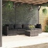 vidaXL 5-Piece Poly Rattan Patio Furniture Set - Cushions Included - Modular Sofas and Coffee Table, Gray and Anthracite - 2 of 4