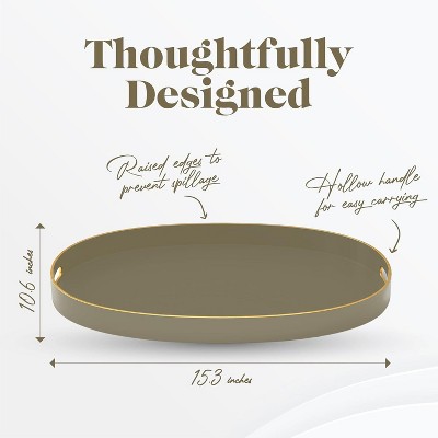 Olive Oval Tray with Gold Trimming and Handles