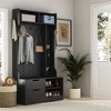 Hall Tree with 6 Hooks, Coat Hanger Entryway Bench with 2 Drawers & 2 Open Shelves, Morden Hallway Coat Rack for Front Door Entrance Mudroom - 3 of 4