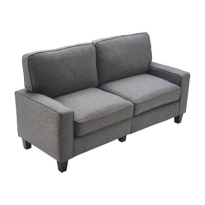 Gray Microfiber Track Arm Loveseat with Removable Cushions