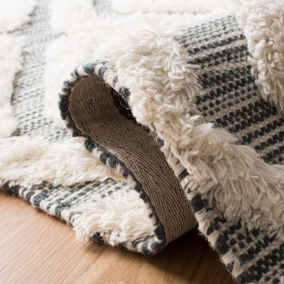 Ivory and Gray Tufted Wool Rectangular Area Rug
