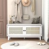 KWPZQEB 2-Tier Storage Bench, Shoe Bench with Padded Seat Cushion, Entryway Bench with Rattan Doors, Wooden Shoe Organizer Bench - 2 of 4