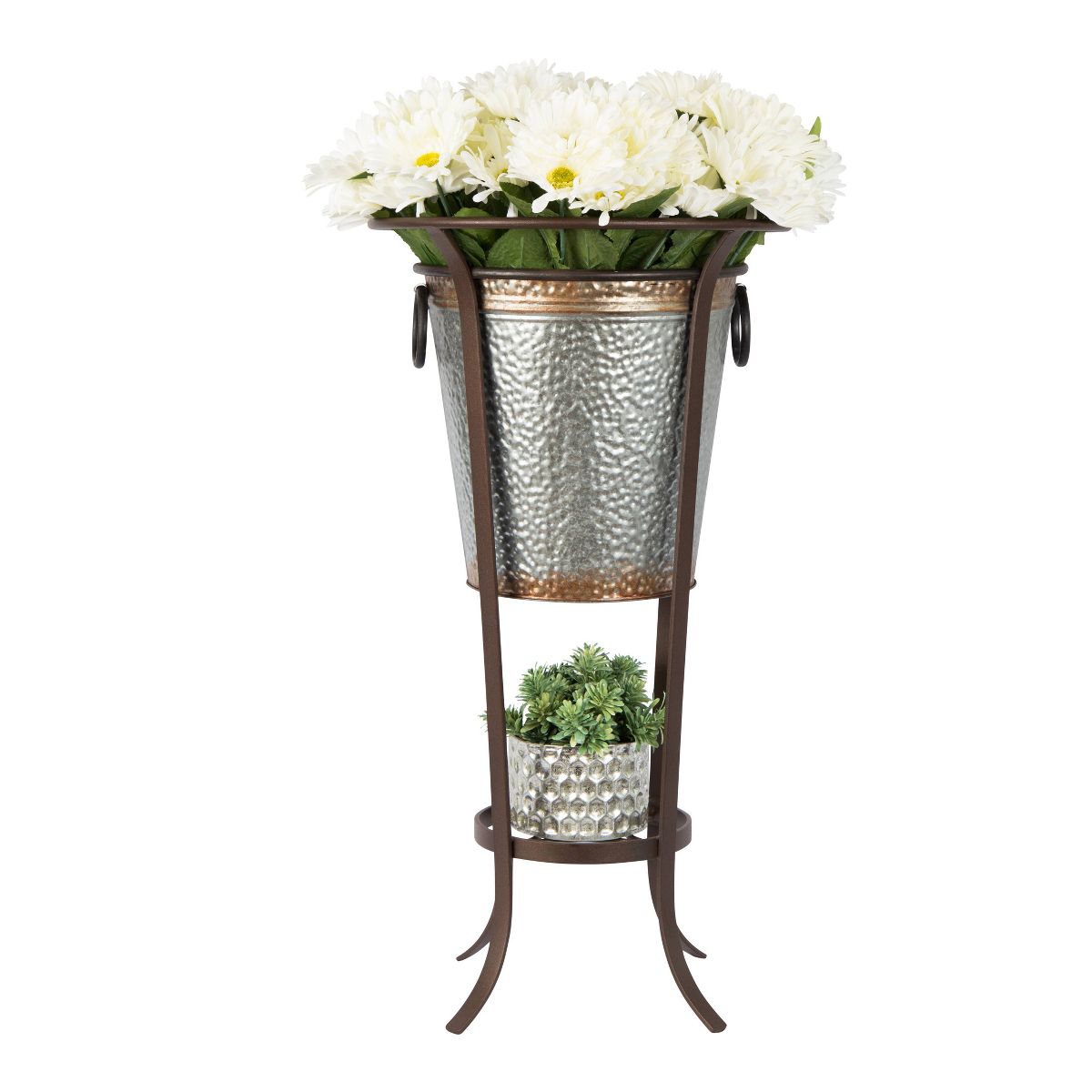 Tulip Iron Plant Stand Roman Bronze - Achla Designs: Freestanding Metal Planter Holder, Indoor/Outdoor Use, 28" Tall - thumbnail 5