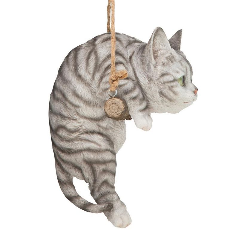 Design Toscano Gray Tabby Kitty On A Perch Hanging Cat Sculpture - Multicolored, 5 of 7