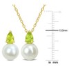 EVERLY JEWELRY | Yellow Plated Sterling Silver 8.5-9mm Cultured Freshwater Pearl and 1 1/4ct TGW Peridot Pendant with Chain and Earrings Set - 18 in - 2 of 4