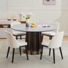 Modern Dining Chairs Set of 2, Linen Upholstered Kitchen Chairs with Curved Back & Solid Wood Legs - 2 of 4
