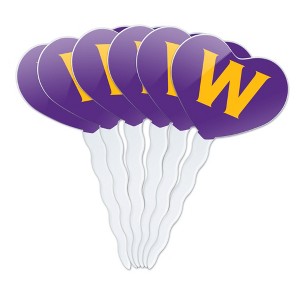 Williams College Primary Logo Heart Love Cupcake Picks Toppers Decoration Set of 6 - 1 of 4